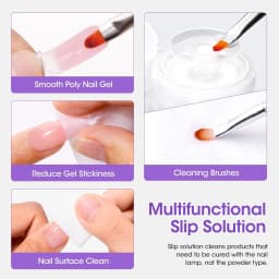 Polygel Slip Solution 473ml Anti Stick Liquid Nail Cleanser Pump Bottle with Nail Brush Professional Nail Extension Gel Remover