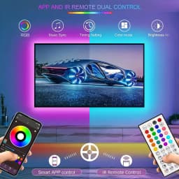 100FT RGB LED Strips Light, with 44-key Remote Control and App Control, Color-hanging LED Strips Set, RGB Music Synchronous Lighting, Suitable for Rooms, Home Decoration