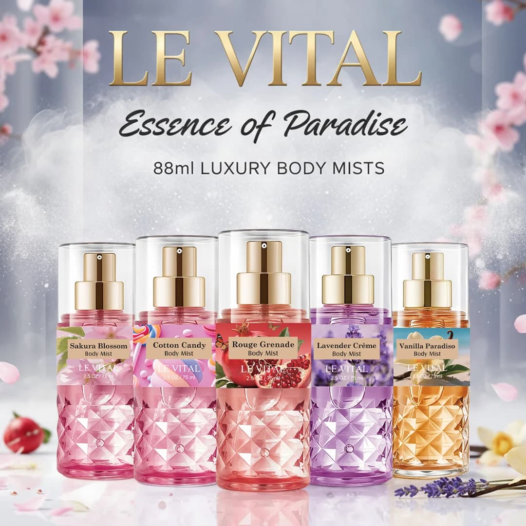 5 Fragrance Notes: Long-lasting Floral and Fruity Scents, Formulated with a Non-greasy Alcohol Base. Suitable for Hair and Body, Ideal for Parties, Dates, and Gifting. Lightweight Texture, Smooth Spray Application