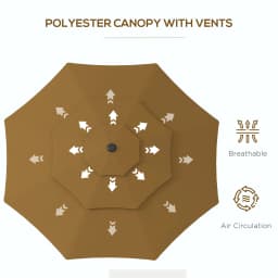 9ft 3 Tier Outdoor Patio Market Umbrella with Crank Handle for Backyard Terrace, Light Tan