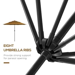 9ft 3 Tier Outdoor Patio Market Umbrella with Crank Handle for Backyard Terrace, Light Tan