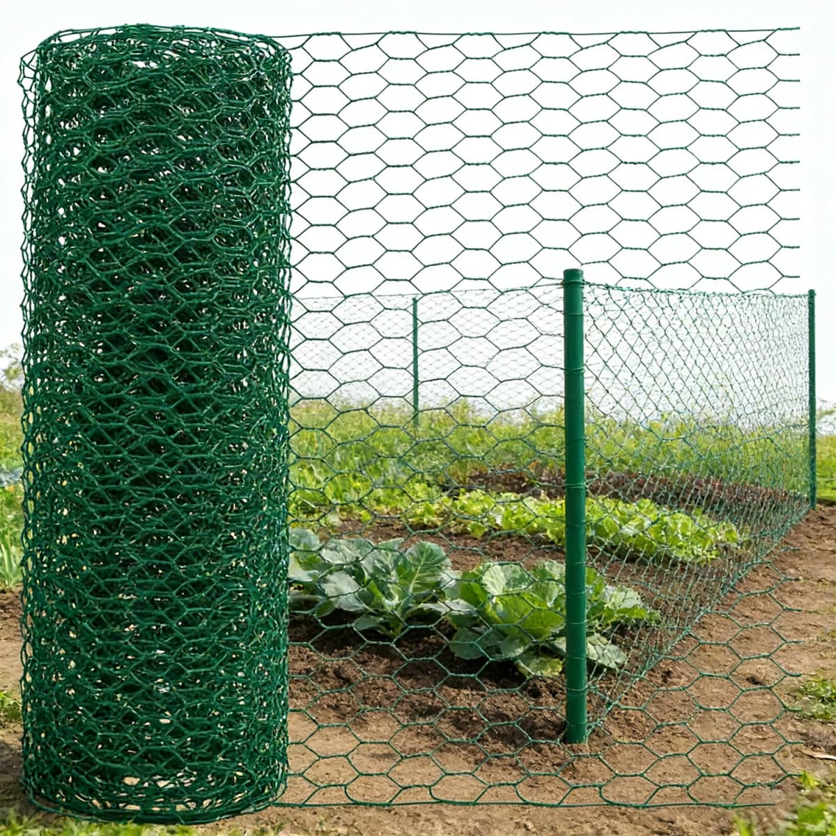 Wire for Floral Arrangements, Green Mesh, 0.6 Inch Hexagonal Galvanized PVC Coated Netting Fence for Crafts, Poultry