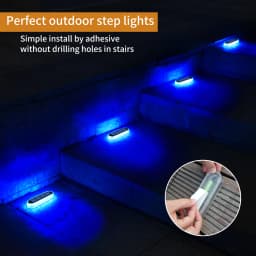 5 Years Lifespan 4 Pack Solar LED Deck Lights Blue Auto On/OFF Outdoor Waterproof IP68 Anti-pressure 5 Tons Solar Garden Step Lights for Stairs Fence Yard Patio Pathway