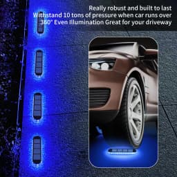 5 Years Lifespan 4 Pack Solar LED Deck Lights Blue Auto On/OFF Outdoor Waterproof IP68 Anti-pressure 5 Tons Solar Garden Step Lights for Stairs Fence Yard Patio Pathway