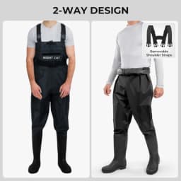 Night Cat Waterproof Fishing Waders: Hunting Chest Waders with Bootfoot and Belt For Man Woman Fishing Washing Farming Working Breathable, Lightweight, Black Sizes 6.5–13