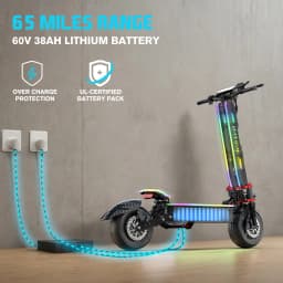 ONEONA GT9 Adults Electric Scooter with Seat | 7000W Dual Motor | 55MPH Max Speed, 60 Miles Range | 60V 38Ah Battery | 12" Off Road Tires, RGB Lights, UL2272 Foldable Commuter E Scooter