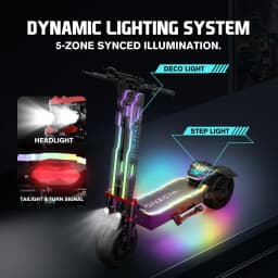 ONEONA GT9 Adults Electric Scooter with Seat | 7000W Dual Motor | 55MPH Max Speed, 60 Miles Range | 60V 38Ah Battery | 12" Off Road Tires, RGB Lights, UL2272 Foldable Commuter E Scooter
