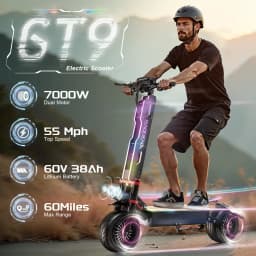 ONEONA GT9 Adults Electric Scooter with Seat | 7000W Dual Motor | 55MPH Max Speed, 60 Miles Range | 60V 38Ah Battery | 12" Off Road Tires, RGB Lights, UL2272 Foldable Commuter E Scooter