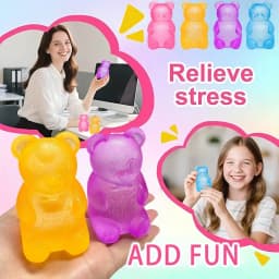 1/4pcs Soft Candy & Gumball Pattern Stress Relief Toys, Cute Bear Squeeze Ball, Malt Filling Squeeze Toys, Sensory Toys For Adults & Kids, Stress Relief Ball, Birthday Party Gifts