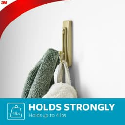 Bath Large Satin Brass Double Hook, Holds 4 lb, Bathroom Organization, 1 Hook