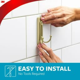 Bath Large Satin Brass Double Hook, Holds 4 lb, Bathroom Organization, 1 Hook