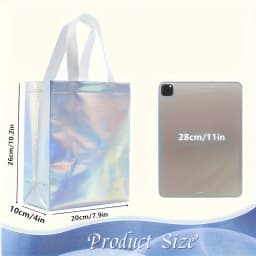 15/30/45pcs Glossy Reusable Grocery Bags Non-Woven Tote Shopping Bag with Handle Stylish Foldable Bridesmaid Goodie Bag for Small Business Wedding Easter Birthday 10x8 Inch