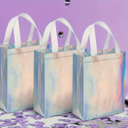 15/30/45pcs Glossy Reusable Grocery Bags Non-Woven Tote Shopping Bag with Handle Stylish Foldable Bridesmaid Goodie Bag for Small Business Wedding Easter Birthday 10x8 Inch