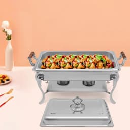 Stainless Steel Chafing Dish, Alcohol Burner Furnace with Adjustable Flame, 2.38 Gallon European Single Burner Food Warmer
