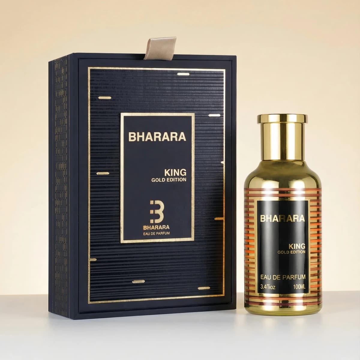 Bharara King Gold Edition Eau De Parfum, 3.4 Fl Oz / 100ml – Long-Lasting Luxury Fragrance for Men, Bold & Sophisticated Scent