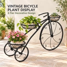 3 Tier Bicycle Shaped Iron Plant Stand Metal Flower Pot Holder Display Rack for Indoor Outdoor Garden Patio Balcony Porch