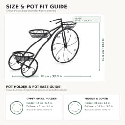 3 Tier Bicycle Shaped Iron Plant Stand Metal Flower Pot Holder Display Rack for Indoor Outdoor Garden Patio Balcony Porch