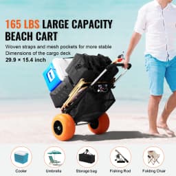 SucceBuy Beach Dolly with Big Wheels for Sand 165LBS Folding Cart with Cargo Deck Solid Wheel Adjustable Height Cart for Beach