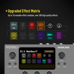 SONICAKE Matribox II Guitar Bass Amp Modeling Multi-Effects Processor with Expression Pedal FX Loop MIDI Stereo USB OTG QME-100