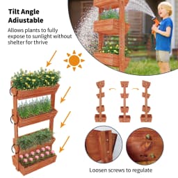 4-Tier Vertical Raised Planter Box Elevated Garden Bed Outdoor Wooden Herb Planter for Gardening And Plant Cultivation