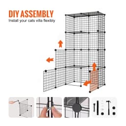 SucceBuy Large Cat Cage Detachable Metal Wire Cat Enclosure with Front Doors Hammock Ramp ladders Crate Exercise Place for Cat