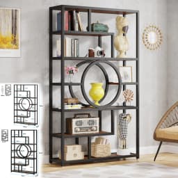 Tribesigns Bookshelf Industrial 5 Tier Etagere Bookcase, Freestanding Tall Bookshelves Display Shelf Storage Organizer