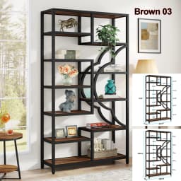 Tribesigns Bookshelf Industrial 5 Tier Etagere Bookcase, Freestanding Tall Bookshelves Display Shelf Storage Organizer