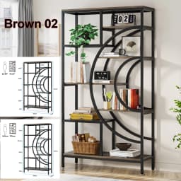 Tribesigns Bookshelf Industrial 5 Tier Etagere Bookcase, Freestanding Tall Bookshelves Display Shelf Storage Organizer