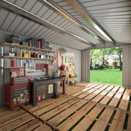 10x14 FT Outdoor Storage Shed, Garden Shed with Updated Frame Structure and Lockable Doors, Metal Tool Sheds, Customized