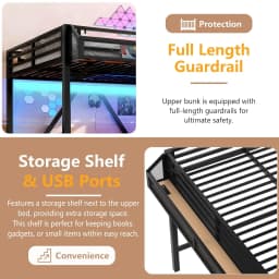 Twin XL Bed with Storage Stairs Shelves Wardrobe LED USB Noise-Reduced Natural Wood, Customized