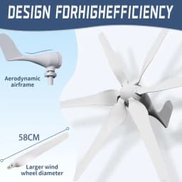 3000W Small Windmill 6 Blades 12/24/48V Wind Turbine Generator Kit with Wind-Solar Hybrid Controller Household Free Energy