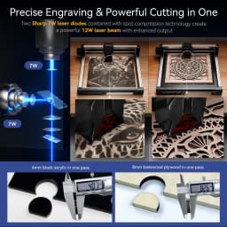 Atomstack Protable Laser Engraver 12W Swift For Wood Metal Glass DIY Supports LightBurn Software WiFi And Hotspot Connection