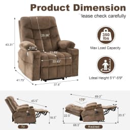 Dual Motor Lift Chair,Independent Backrest & Footrest,Oversized Extended Footrest,USB & Type-C,Cup Holder,Living Room,Customized