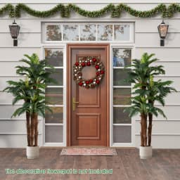 2 Pack Artificial Palm Tree 6. 3 ft Tall Fake Tropical Plant w/ 3 Real Barks