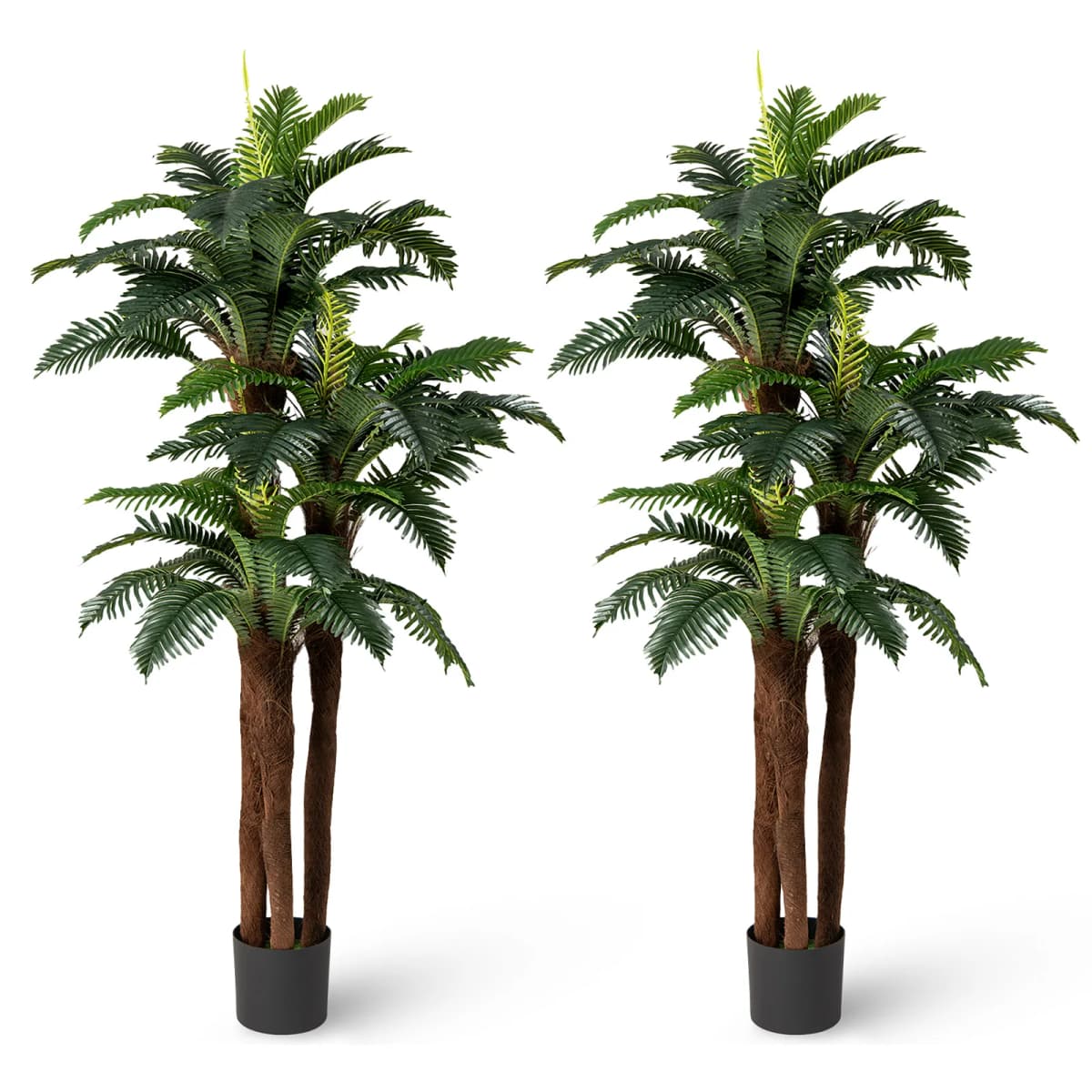 2 Pack Artificial Palm Tree 6. 3 ft Tall Fake Tropical Plant w/ 3 Real Barks