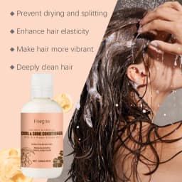 Hoegoa Coconut Hair Shampoo Conditioner Set Deep Cleaning Frizz Removal Moisturizing Smoothing Oil Control Hair Cleaning Set
