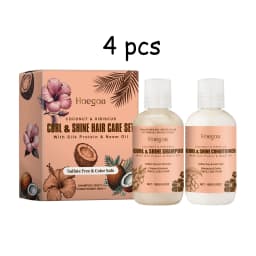 Hoegoa Coconut Hair Shampoo Conditioner Set Deep Cleaning Frizz Removal Moisturizing Smoothing Oil Control Hair Cleaning Set