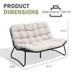 Outdoor Loveseat, 2-Seat Sofa with Soft Cushion, All-Weather Outdoor Couch Patio Furniture for Balcony,Customized
