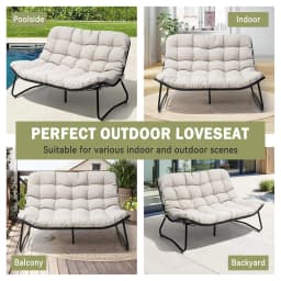 Outdoor Loveseat, 2-Seat Sofa with Soft Cushion, All-Weather Outdoor Couch Patio Furniture for Balcony,Customized