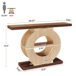 Tribesigns Console Table with Storage, Entryway Sofa Table with Shelves and Circle Base for Living Room Hallway