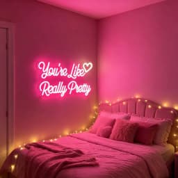 You're Like Really Pretty Neon Sign, Pink LED Neon Light for Wall Decor, Aesthetic Room Decor for Bedroom, USB Powered Gift