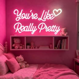 You're Like Really Pretty Neon Sign, Pink LED Neon Light for Wall Decor, Aesthetic Room Decor for Bedroom, USB Powered Gift