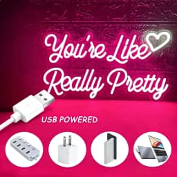 You're Like Really Pretty Neon Sign, Pink LED Neon Light for Wall Decor, Aesthetic Room Decor for Bedroom, USB Powered Gift