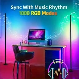 Corner Floor Lamp, Smart RGB LED Floor Lamp With, High Brightness LED, 16 Million Colors Mood Lighting, Ideal for Living Rooms, Bedrooms, Room Decor, LED Corner Floor Lamp, LED Corner Lamp, Nordic Style Dimmable Soft Lighting, USB Charging Game Room