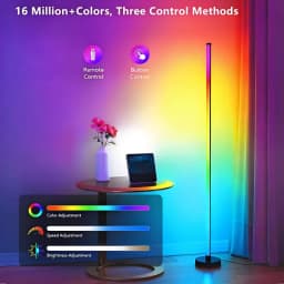 Corner Floor Lamp, Smart RGB LED Floor Lamp With, High Brightness LED, 16 Million Colors Mood Lighting, Ideal for Living Rooms, Bedrooms, Room Decor, LED Corner Floor Lamp, LED Corner Lamp, Nordic Style Dimmable Soft Lighting, USB Charging Game Room