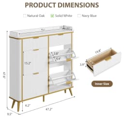 Fluted Shoe Cabinet Storage, Modern Slim Shoe Organizer Cabinet with 4 Flip Drawers & 2 Drawers, Customized