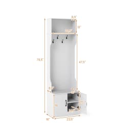 3-in-1 Hall Tree w/ Bench Storage Adjustable Shelves Hanging Hooks for Entryway