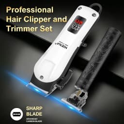 HIENA Professional Barber Kit Electric Hair Clipper Beard Shaver Detail Trimmer Cordless Rechargeable Titanium Blades for Home