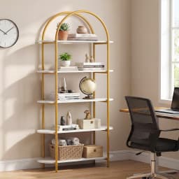 Arched Bookshelf, 4-Tier Open Bookcase w/ Sturdy Metal Frame for Living Room