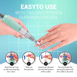 Professional Nails Drill Machine - Electric, Cordless, 35000 RPM, HD Display for Salon & Home Use (Handpiece - Mermaid)
